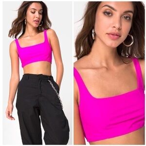 MOTEL Rocks Shani Crop Top in Neon Pink